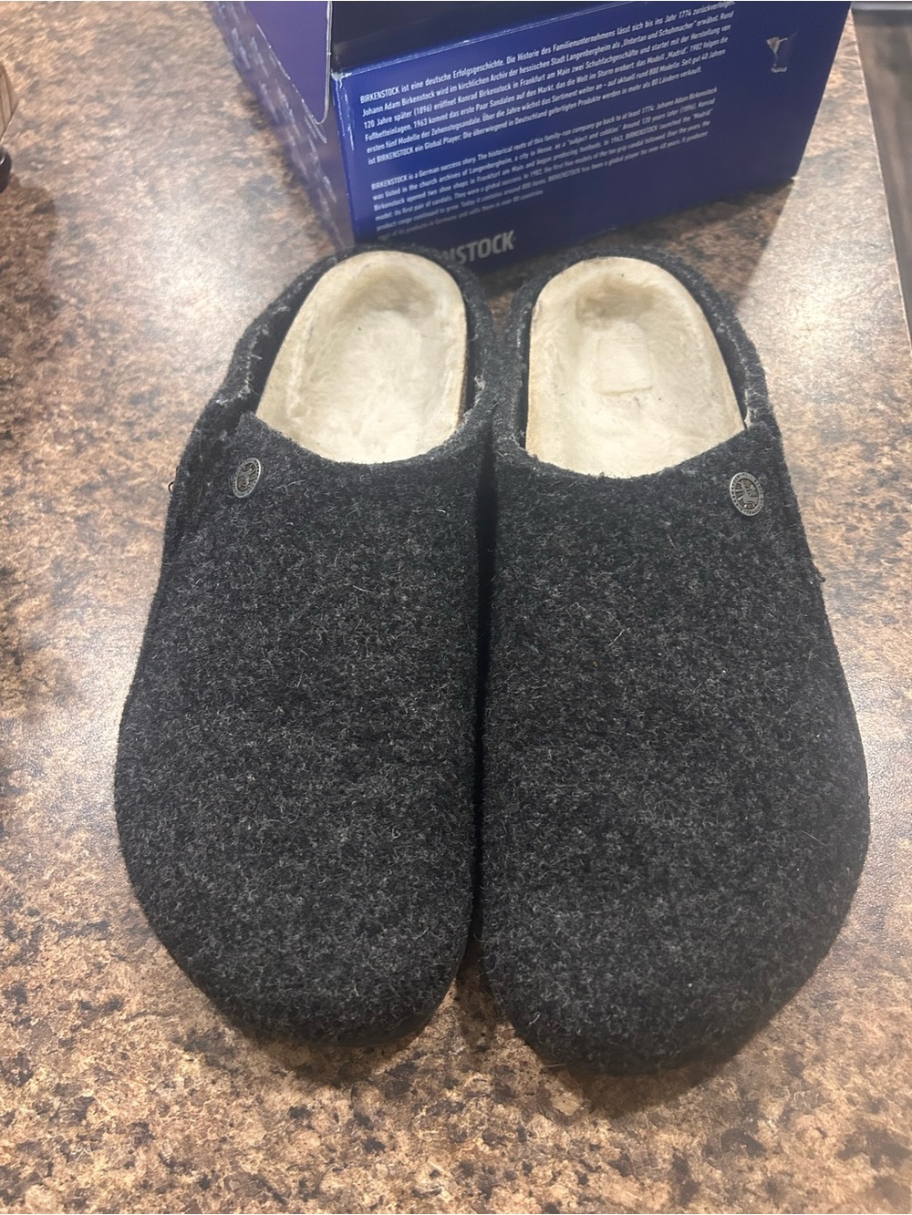 Birkenstock Men's Black Wool Felt Slip-On Clogs